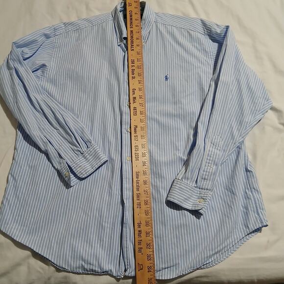 Ralph Lauren Men's XL Marlowe 100% 2-ply Cotton Blue Striped Button-Down Shirt - Picture 9 of 11